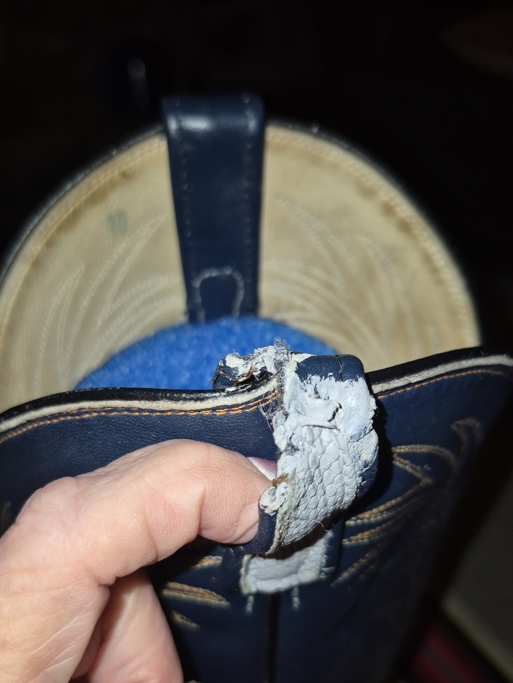 Dan Post Womens Antelope Sz 7 Boots Navy&Dove gray. 17" Tall Made In El Paso - Picture 11 of 16
